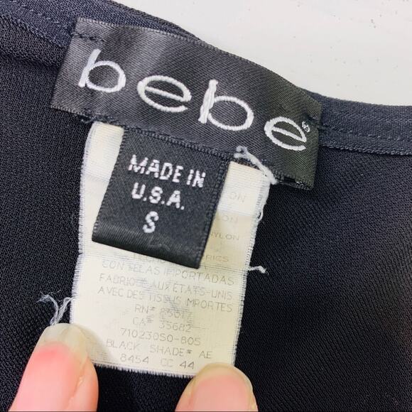 Bebe black stretchy ruched crossed asymmetrical - Picture 7 of 7